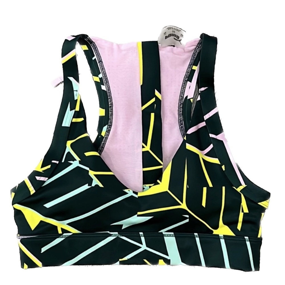Puma Cosmic TZ Ponderosa Pine & Pink Sports Bra Size XS Activewear Abstract